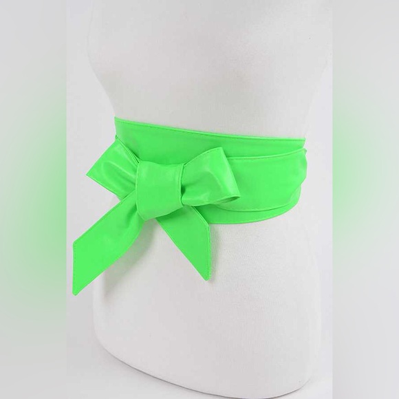 Neon Vegan Leather Obi Adjustable Waist Statement Belt - Picture 7 of 7